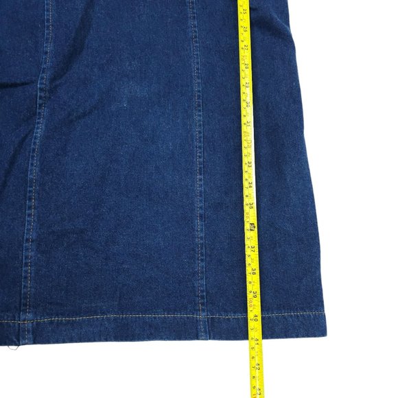 Vintage Denim Dress Modest READ SIZE 13/14 Long Sleeve Y2K 80s 90s Dark Wash - Picture 10 of 16